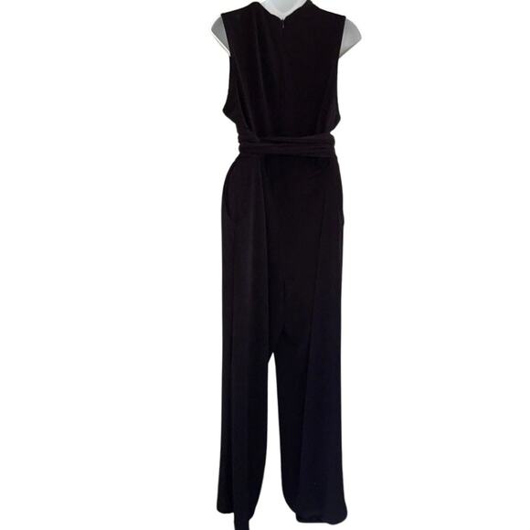 STUDIO ONE black deep v-neckline jumpsuit size XL - Picture 4 of 14